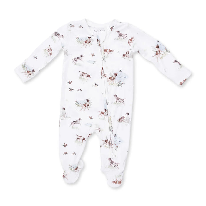 Pointer Pups and Duck Friends 2-Way Zipper Footie Pajama