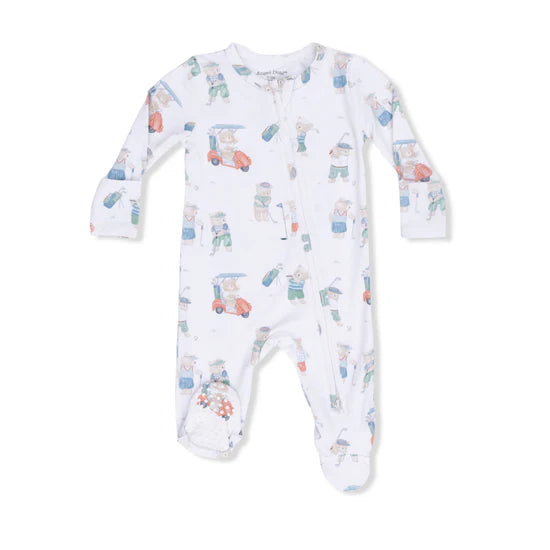 Golfing Teddy Bears 2-Way Zipper Footie Pajama
