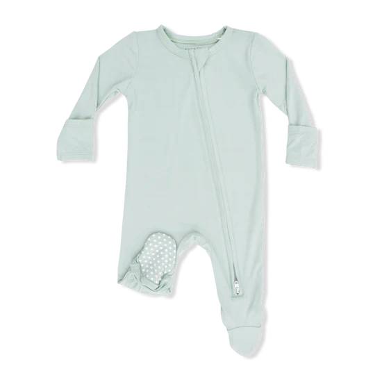 Cameo Green 2-Way Zipper Footie Pajama