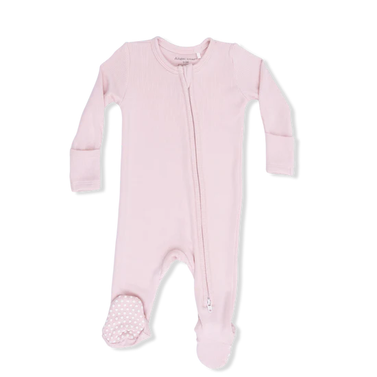Veiled Pink Rib 2-Way Zipper Footie Pajama
