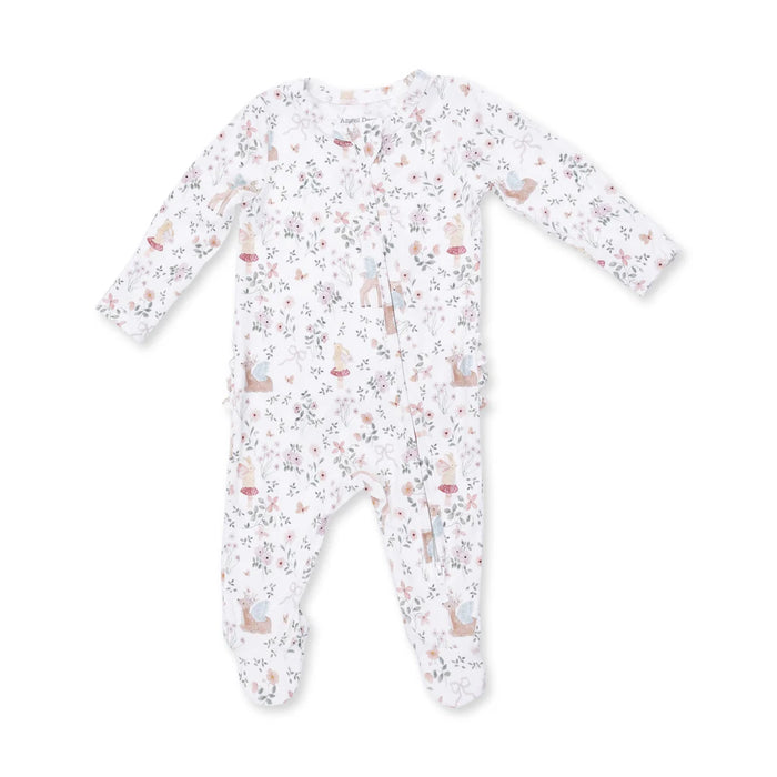 Enchanted Woodland Ruffle Back 2-Way Zipper Footie Pajama