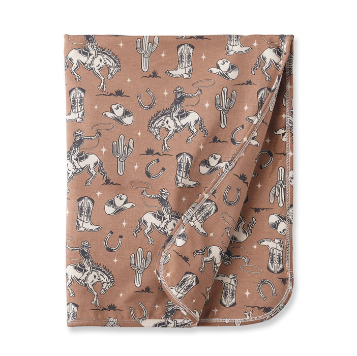 Wild Wrangler/Brown Western Baby Boy Bamboo Stroller Blanket - Nature Baby Outfitter