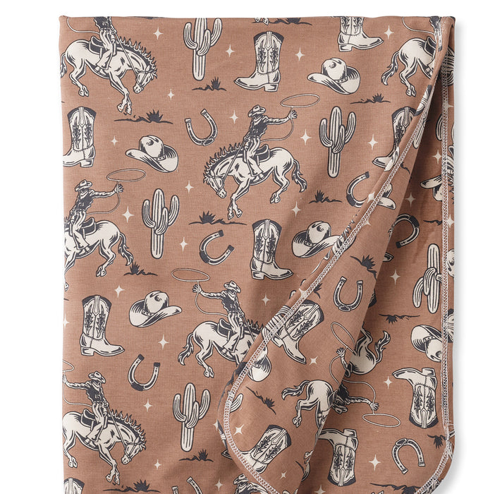 Wild Wrangler/Brown Western Baby Boy Bamboo Stroller Blanket - Nature Baby Outfitter