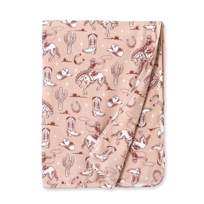 Wild Wrangler/Pink Bamboo Western Cowgirl Stroller Blanket - Nature Baby Outfitter
