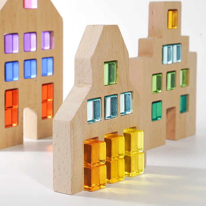 3 Pcs Wooden Window Houses — Houses Only