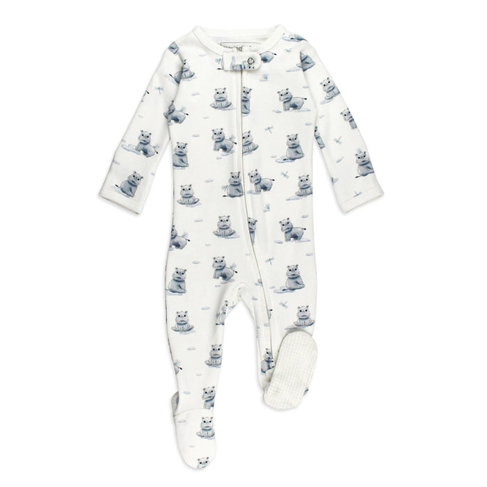 Baby Hippo Organic 2-Way Zipper Footie