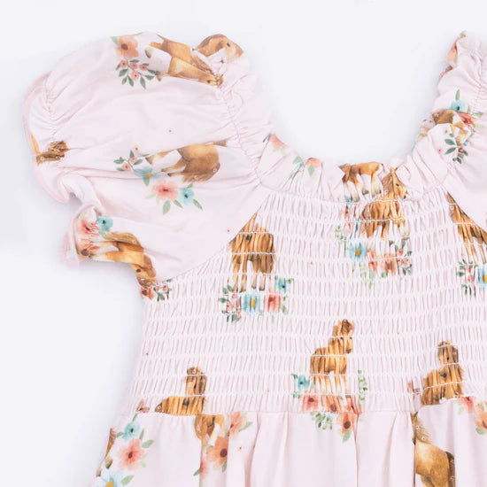 Pink Ponies Smocked Twirly Dress & Bloomer