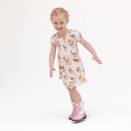 Pink Ponies Smocked Twirly Dress & Bloomer