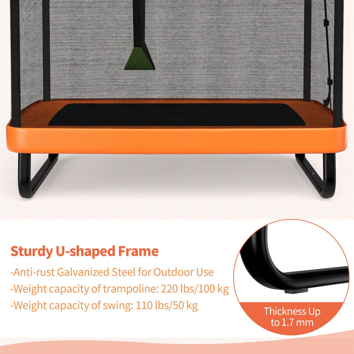 6 Feet Kids Entertaining Trampoline with Swing Safety Fence-Orange