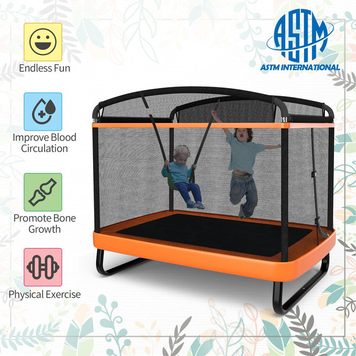6 Feet Kids Entertaining Trampoline with Swing Safety Fence-Orange