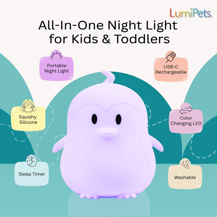 LumiPets® Pebbles the Penguin- Children's Touch Night Light - Nature Baby Outfitter