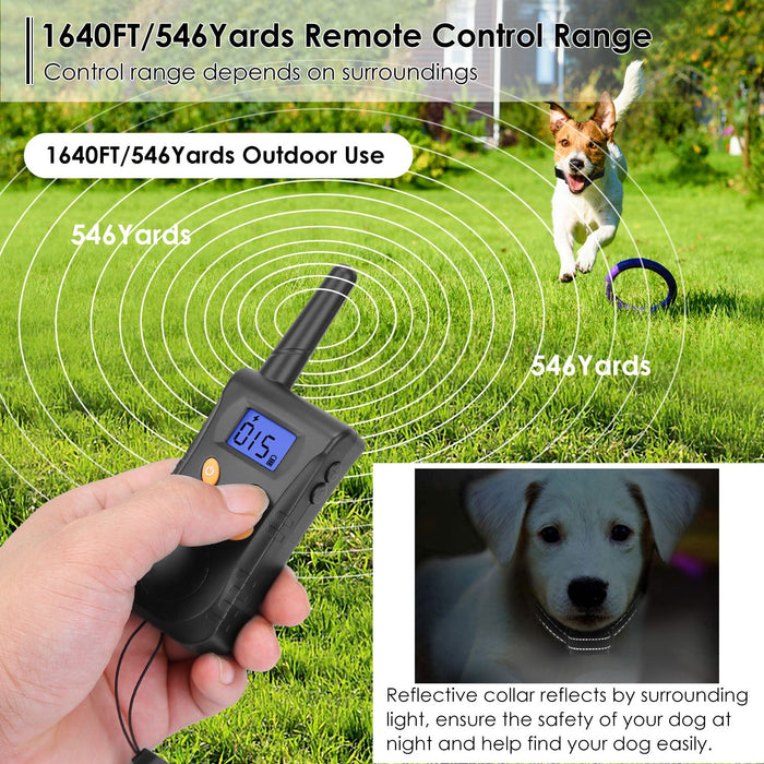 Dog Training Collar IPX7 Waterproof Pet Beep Vibration Electric Shock Collar Rechargeable Transmitter Receiver Trainer w/ Remote