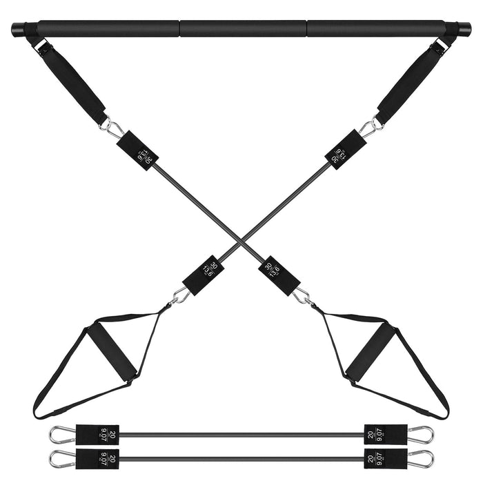 Pilates Bar Kit with 100LBS Resistance Bands Multifunctional Pilates Yoga Toning Bar Full Body Exercise Equipment Set for Beginners Intermediates Prof