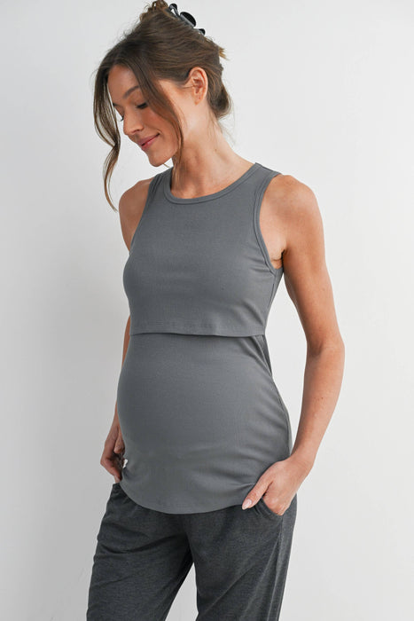 Sleeveless Maternity Nursing Double-Layer Tank Top
