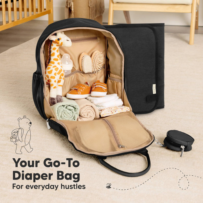Trendy Black Jumbo Play Diaper Bag Backpack, Baby Bag with Changing Pad - Nature Baby Outfitter