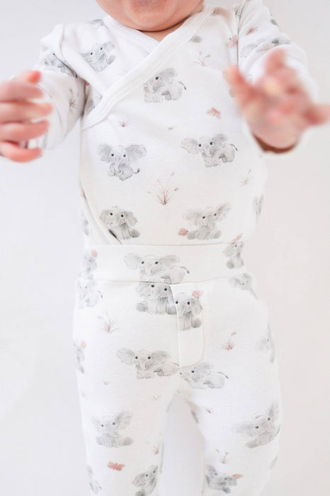 Baby Elephant Organic Wrap Bodysuit & Footed Pant Set