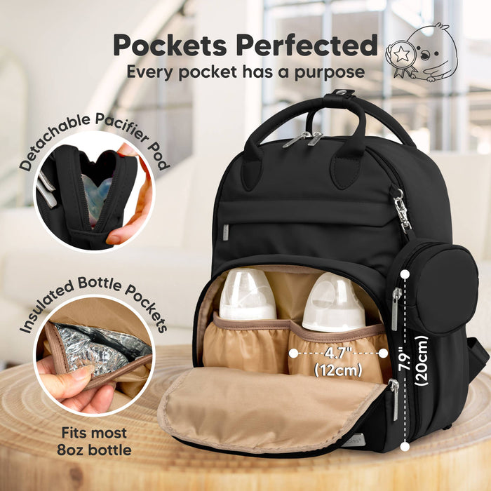 Trendy Black Jumbo Play Diaper Bag Backpack, Baby Bag with Changing Pad - Nature Baby Outfitter