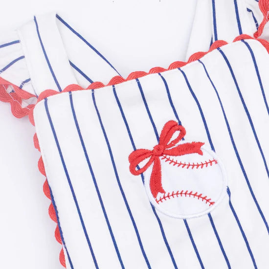 Baseball Stripe Ric Rac Ruffle Sunsuit