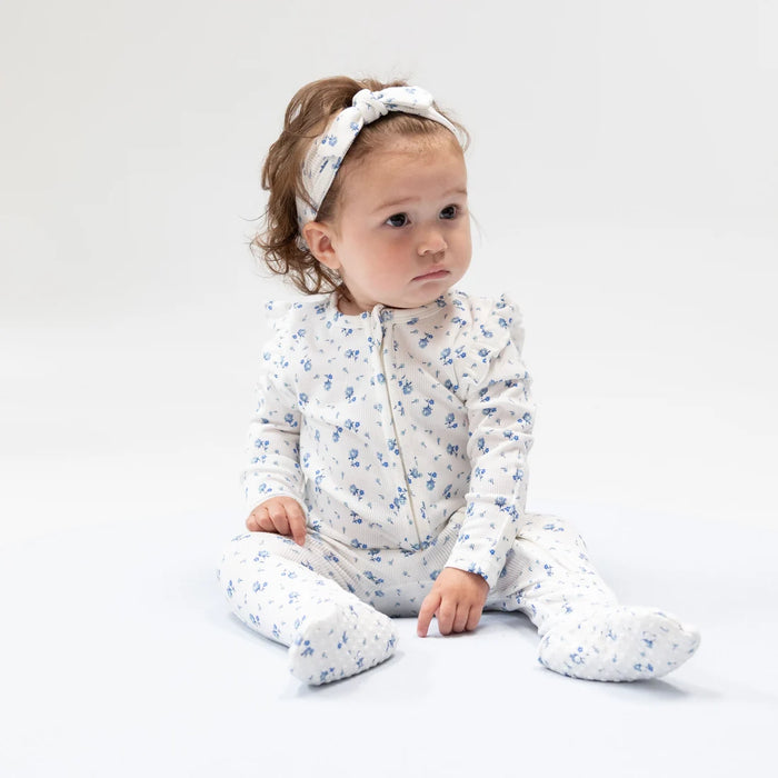 Joli Rosette Ruffle Sleeve 2-Way Zipper Footie Pajama