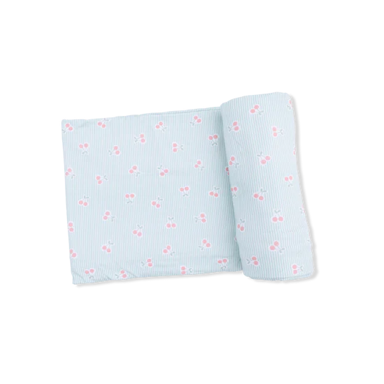Tiny Cherry Stripe Bamboo Swaddle