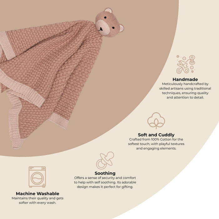 Violet Knitted Teddy Bear Lovie Blanket