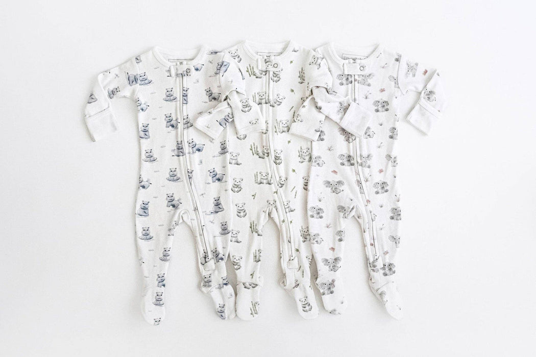 Baby Elephant Organic 2-Way Zipper Footie