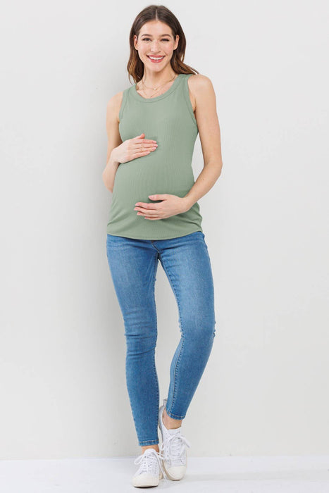 Scoop Neck Ribbed Maternity Tank Top