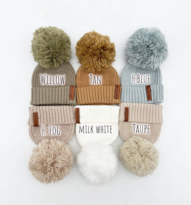 Cotton Knit Pom Beanie