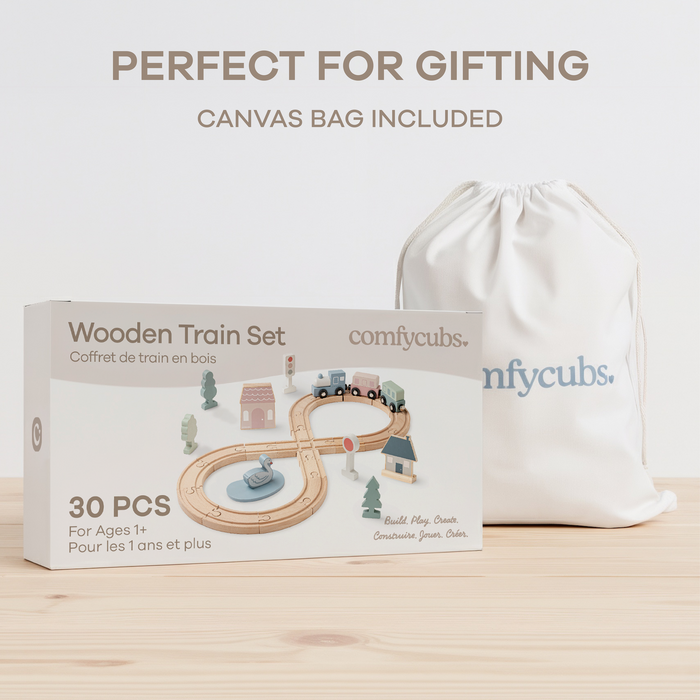 30-Piece Wooden Train Set for Toddlers Ages 1+