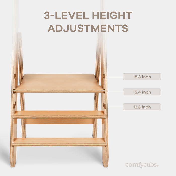 Kids Step Stool for Ages 3+ in Natural Wood