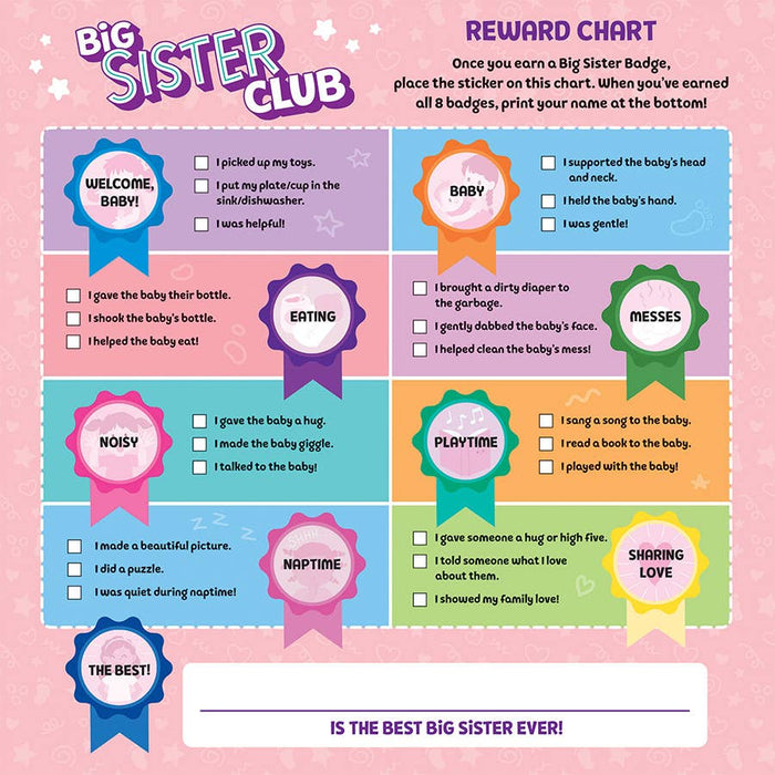 Welcome to the Big Sister Club with Reward Chart & Stickers