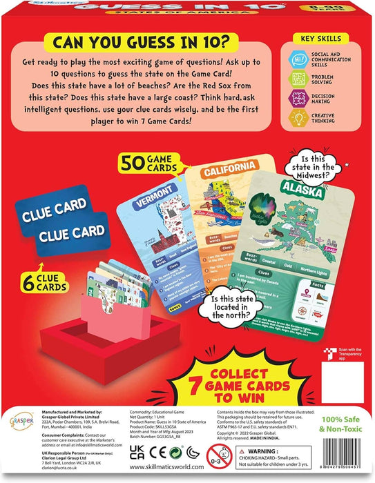 Guess in 10 States of America Card Game