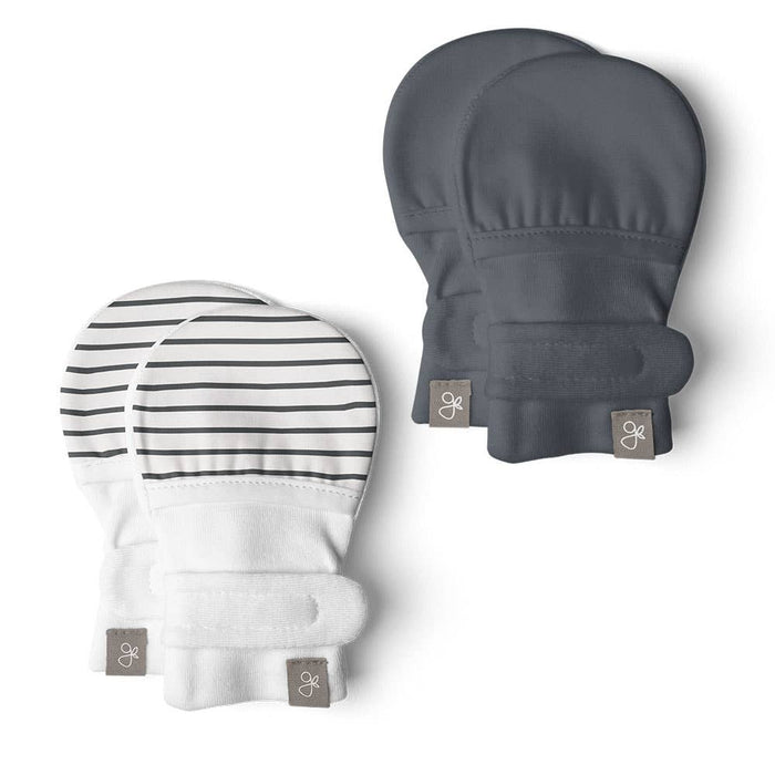 Stripe Gray & Midnight Stay On 2-Pack Baby Mitts