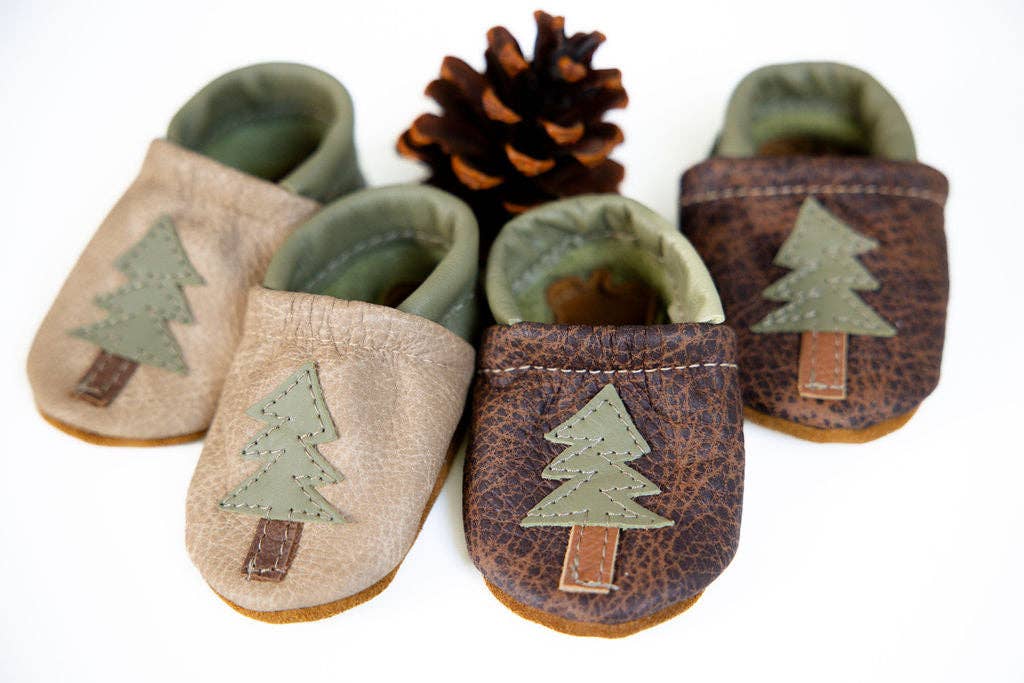 Latte & Sable Pine Fir Trees Leather Shoes  Baby and Toddler