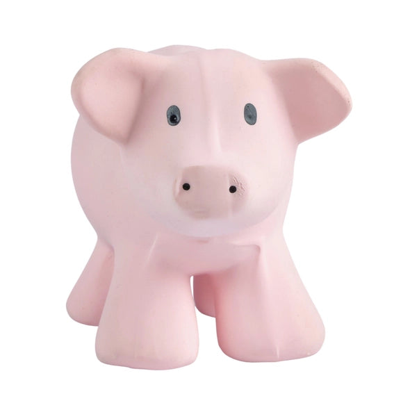 Pig Organic Rubber Teether, Rattle, Bath Toy