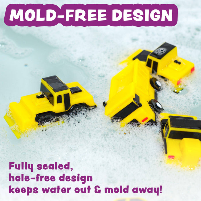 Construction Trucks Mold Free Bath Toys, 6 Pack