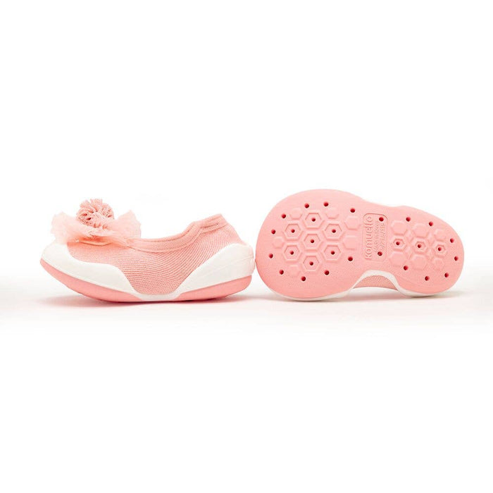 PomPom Pink Flat Knit Baby Crib Shoes