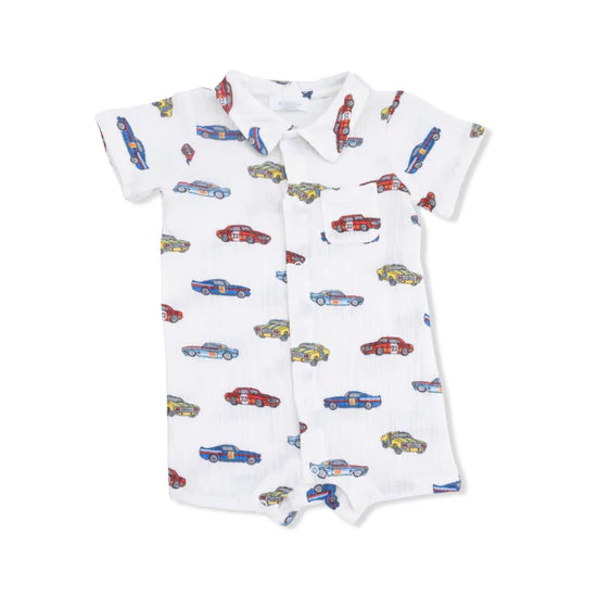Race Cars Polo Shortie Romper