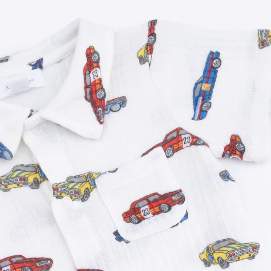 Race Cars Polo Shortie Romper