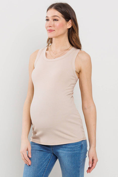 Scoop Neck Ribbed Maternity Tank Top