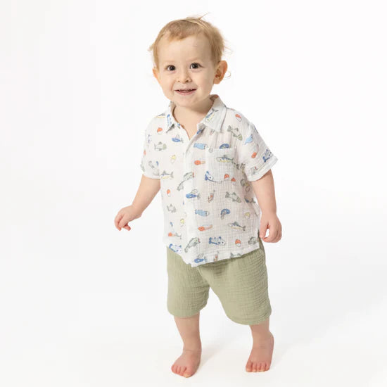 Fishing Lures Polo Button Up & Shorts