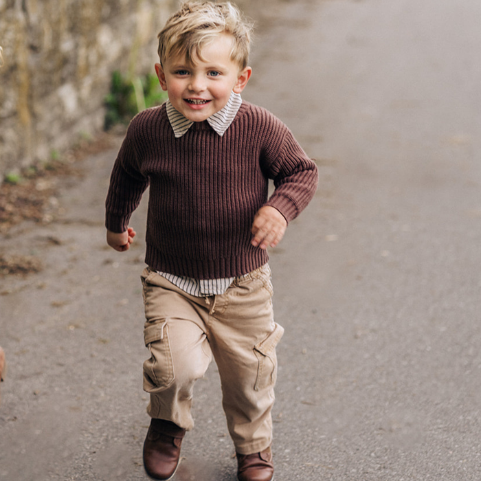 Chocolate Brown Knit Pullover Sweater- Child