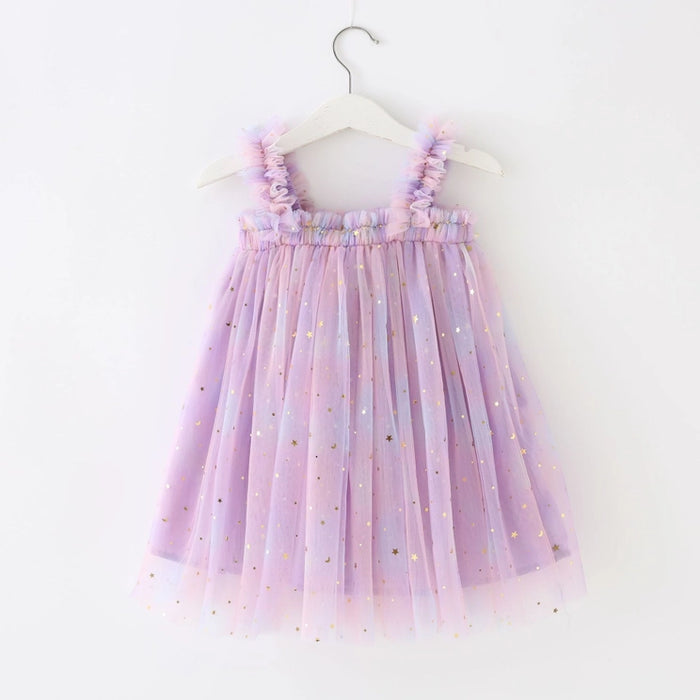 Purple Sequin Stars & Rainbows Tulle Dress