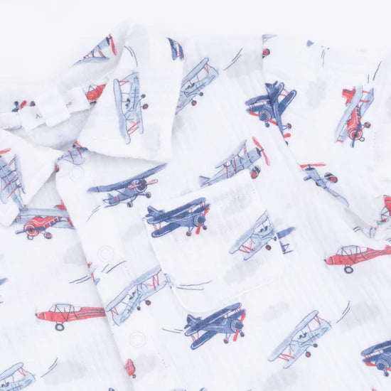 VIntage Planes Polo Button Up & Shorts