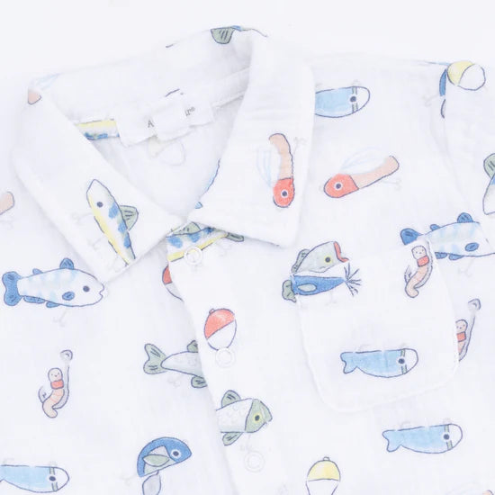 Fishing Lures Polo Button Up & Shorts
