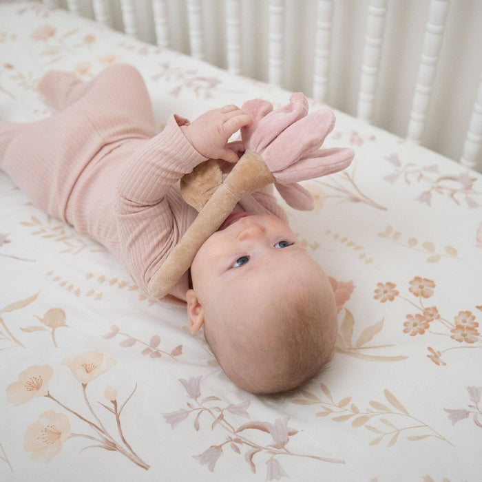 Violet Floral Plush Baby Rattle Toy