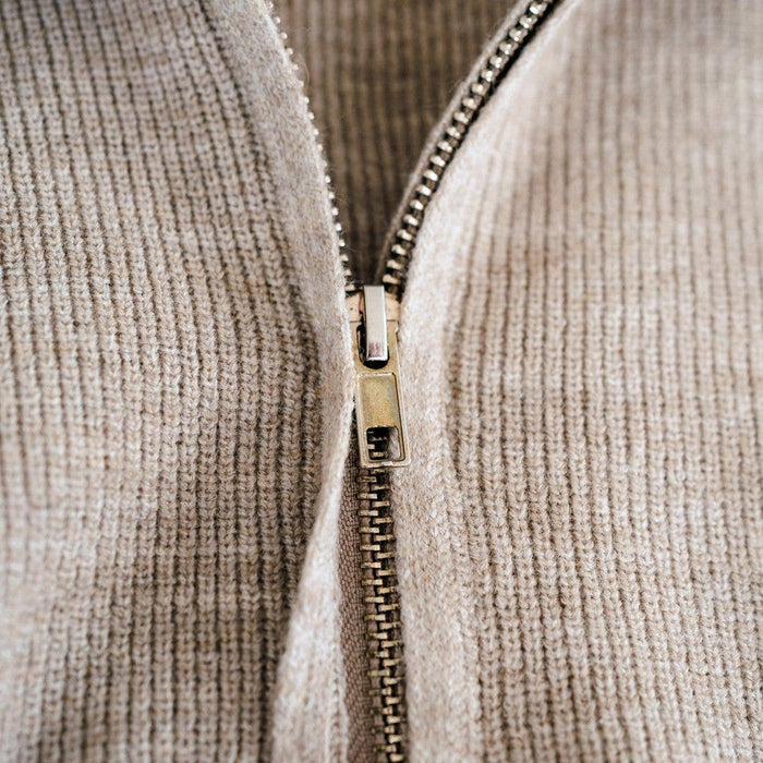 Sand Quarter Zip Infant Sweater