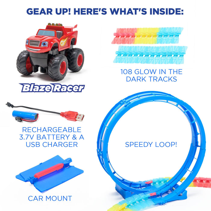 Nickelodeon Blaze Race Track Glow in the Dark STEM Gift Toy