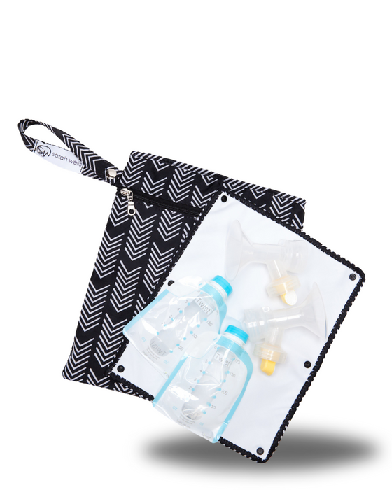 Sarah Wells Pumparoo Wet/Dry Bag – Compact Pump Parts Organizer with Waterproof Compartment & Staging Mat – Machine Washable