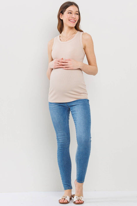 Scoop Neck Ribbed Maternity Tank Top